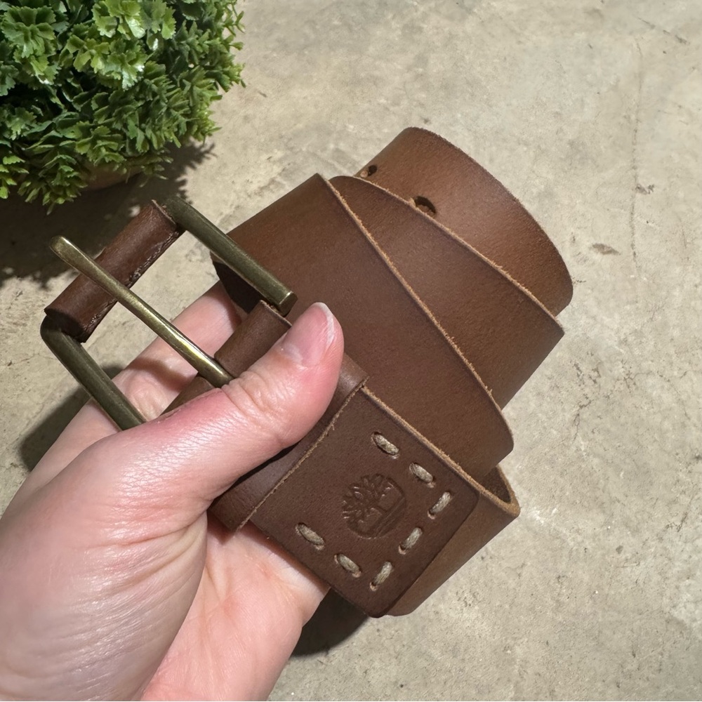 Timberland Tan Brown Leather Belt Men Size 34 Business Casual Outdoor Western